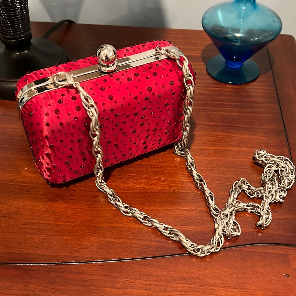White House Black Market bejeweled red purse.